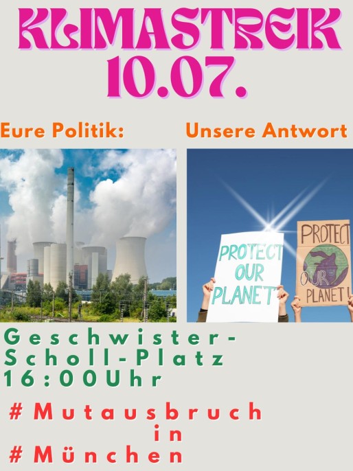 Klimastreik 10.7. Geschwister Scholl Platz 16 Uhr