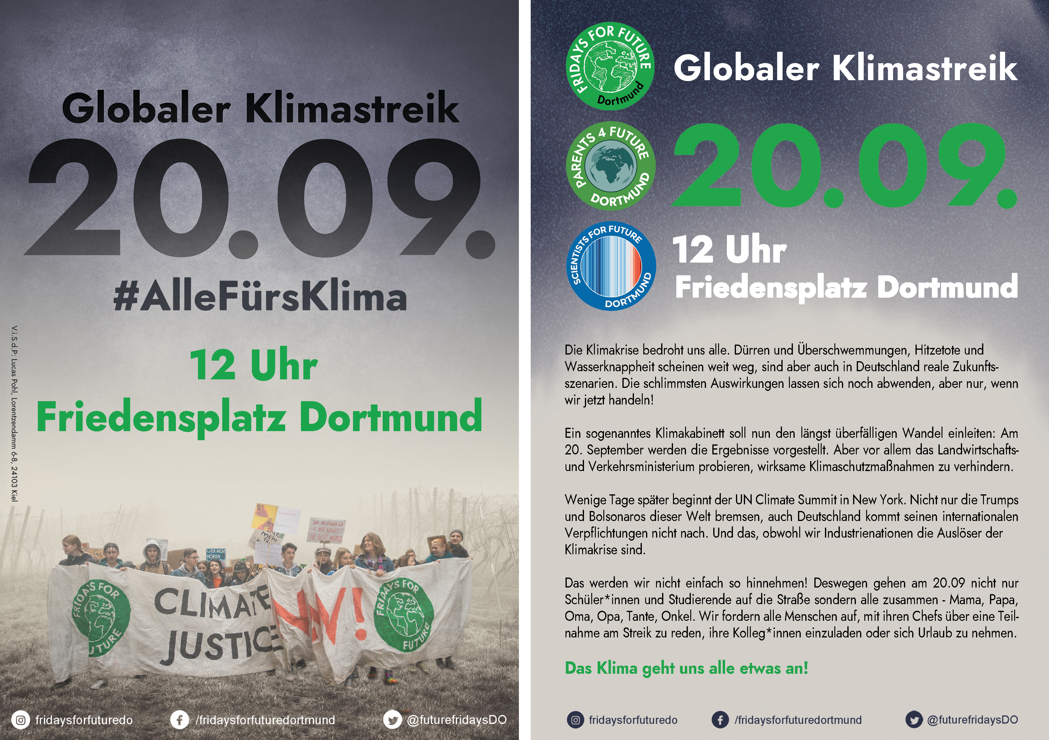 Globaler Klimastreik in Dortmund - Flyer Fridays For Future