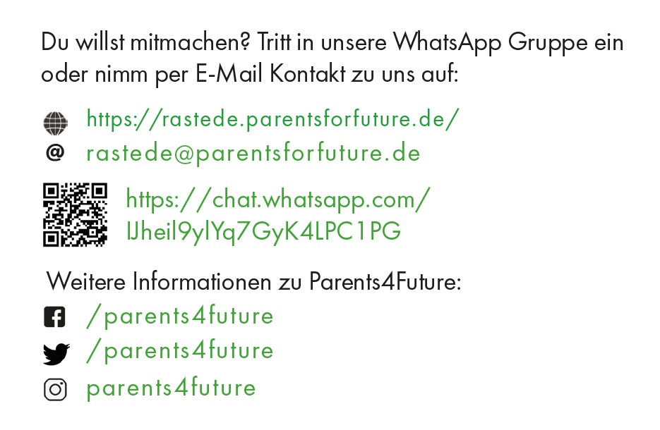 Parents for Future Rastede: Visitenkarte Rückseite