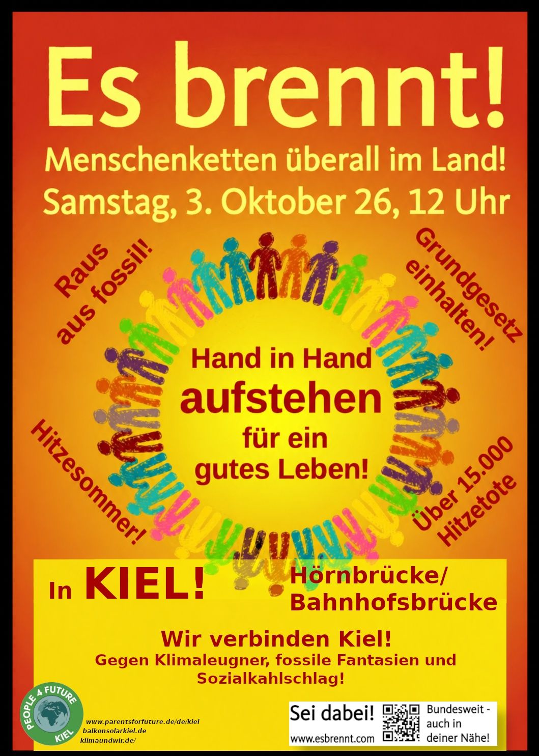 Es Brennt Menschenkette am 3.10. um 12h in Kiel