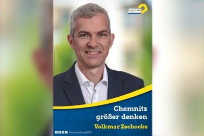 Wahlplakat &quot;Chemnitz größer denken&quot; von Volkmar Zschocke